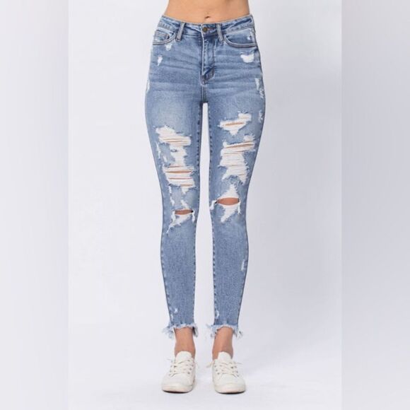 Judy Blue Jeans Women’s 32 Rianna Hi-Rise Skinny Fit Distressed Denim Ankle - Picture 10 of 10